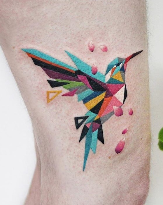 Geometric Hummingbird Tattoo