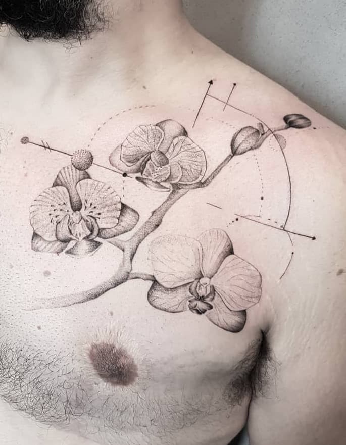 Graphic Orchid Tattoo