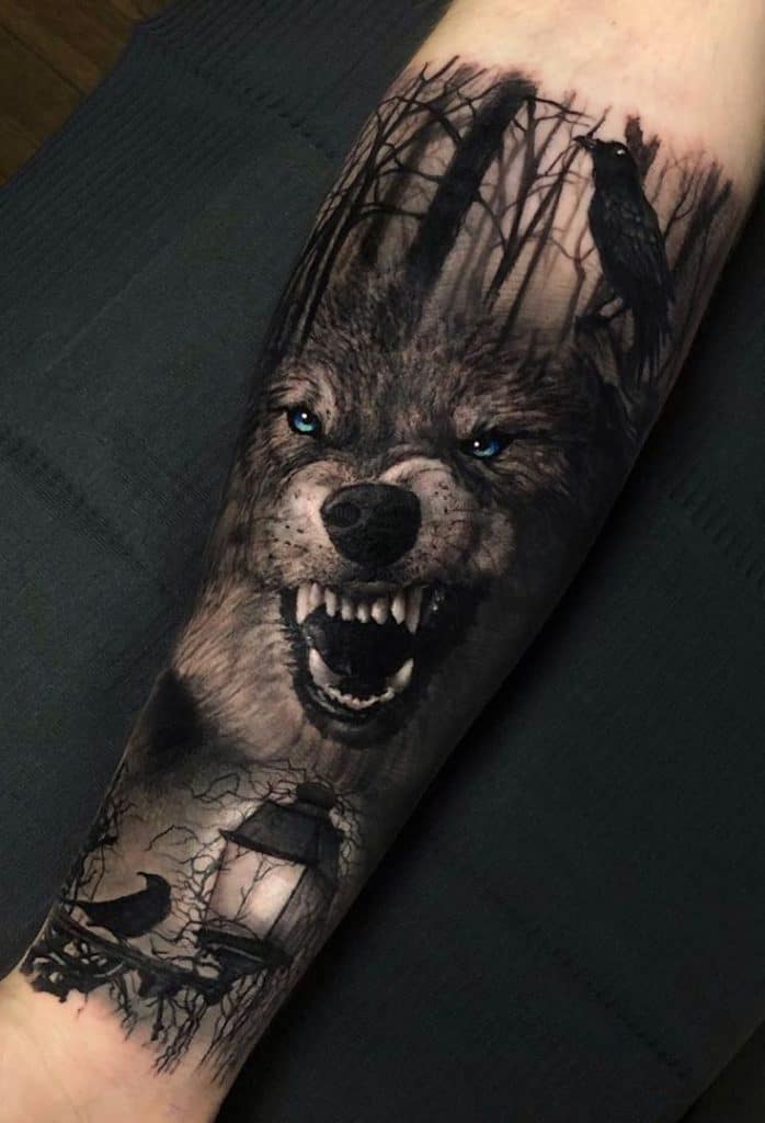 Growling Wolf Tattoo
