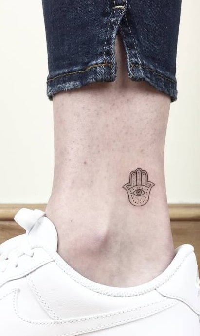 Hamsa Tattoo on Ankle