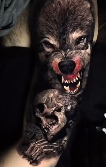 Horror Wolf Tattoo