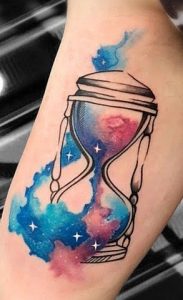 Hourglass Watercolor Tattoo