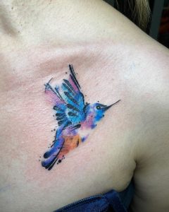 Hummingbird Watercolor Tattoo