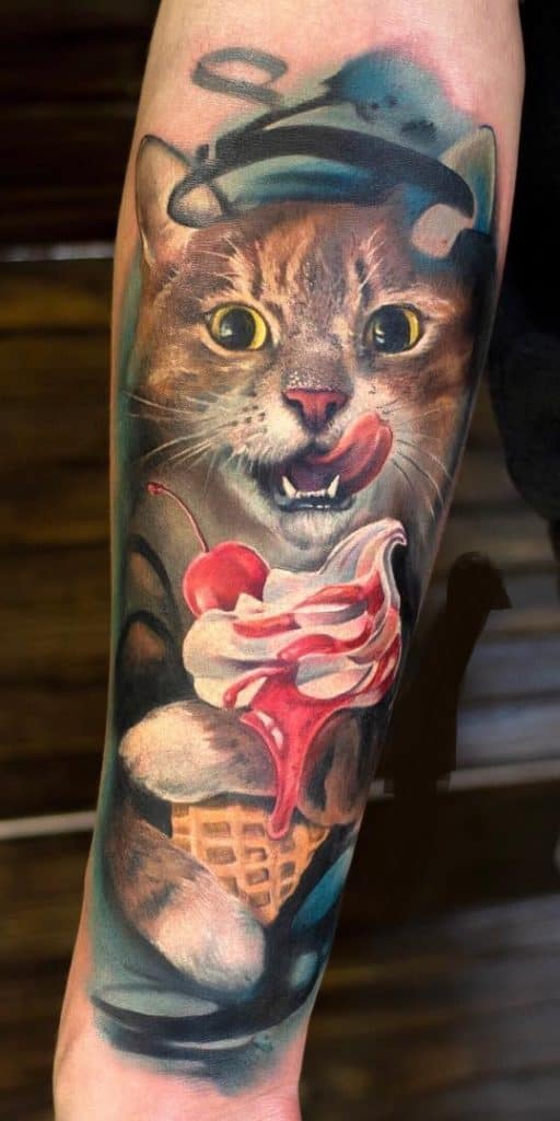 Illustrative Cat Tattoo