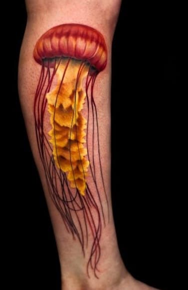 Jellyfish Tattoo on Calf