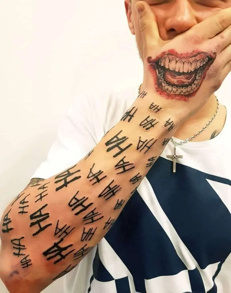 Joker Tattoo Hand Smile