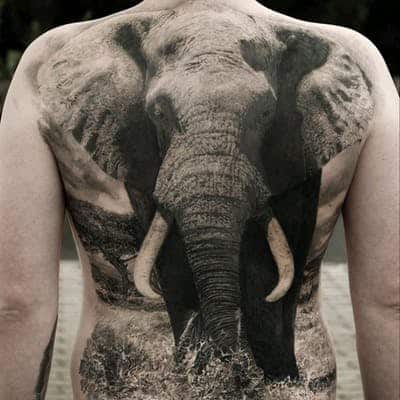 Large Elephant Head Tattoo