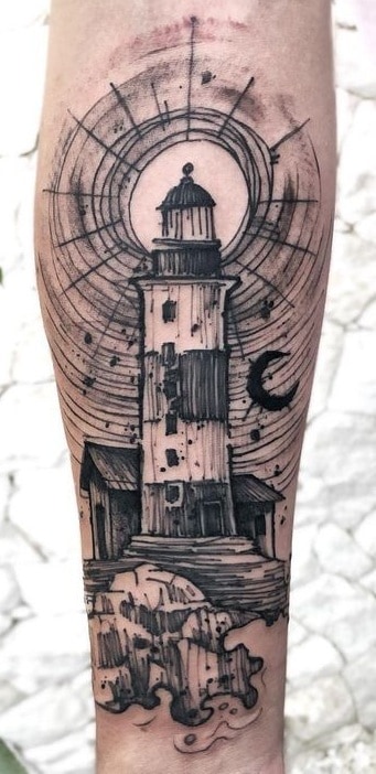 Lighthouse Sketch Tattoo