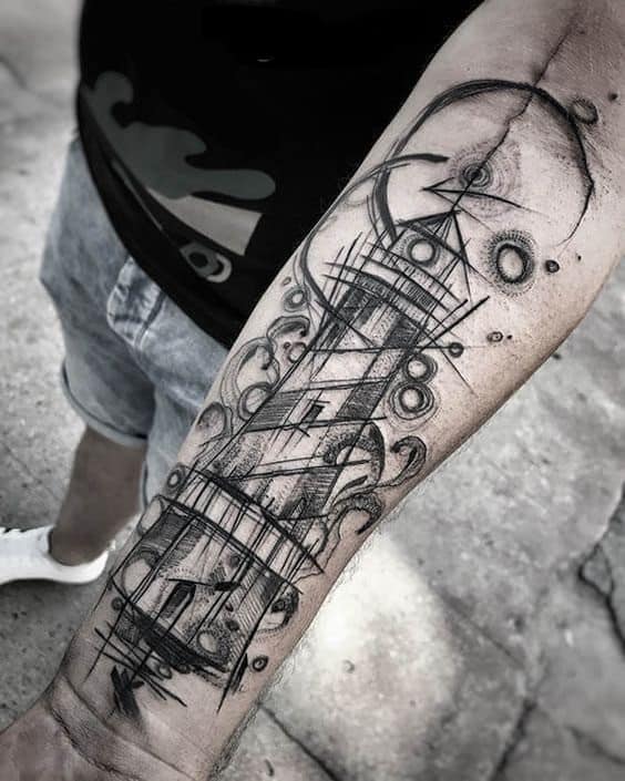 Lighthouse Sketch Tattoo