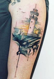 Lighthouse Watercolor Tattoo 