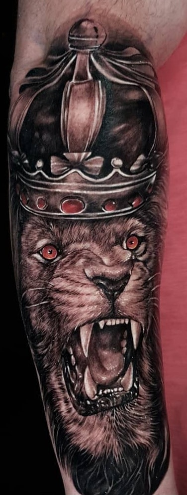 Lion Tattoo with Crown