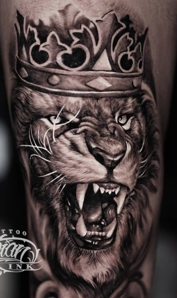 Lion Tattoo with Crown