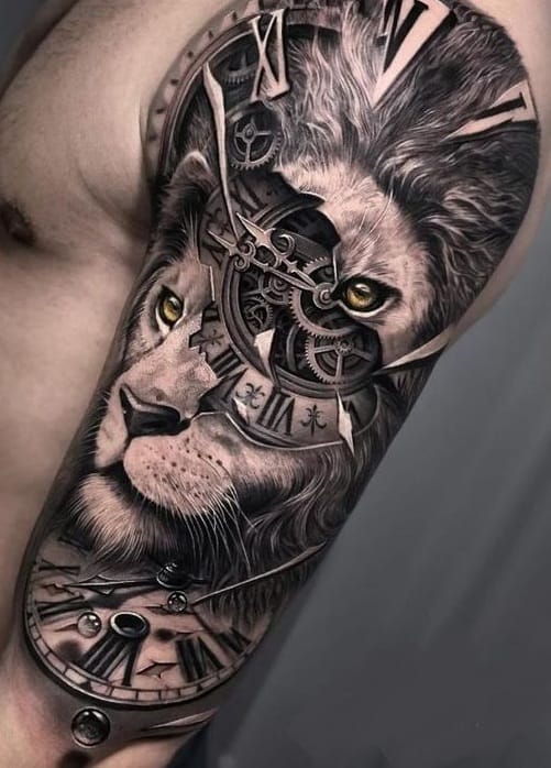 Lion tattoo on the arm