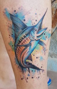 Marlin Watercolor Tattoo
