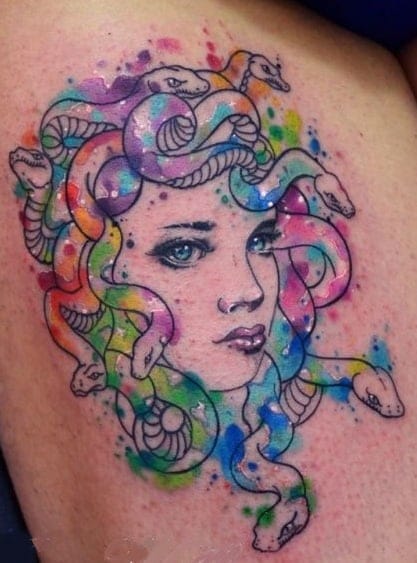 Medusa Watercolor Tattoo