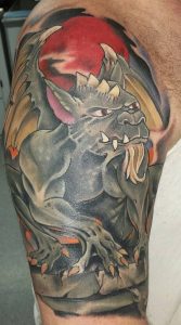 Moon and Gargoyle Tattoo
