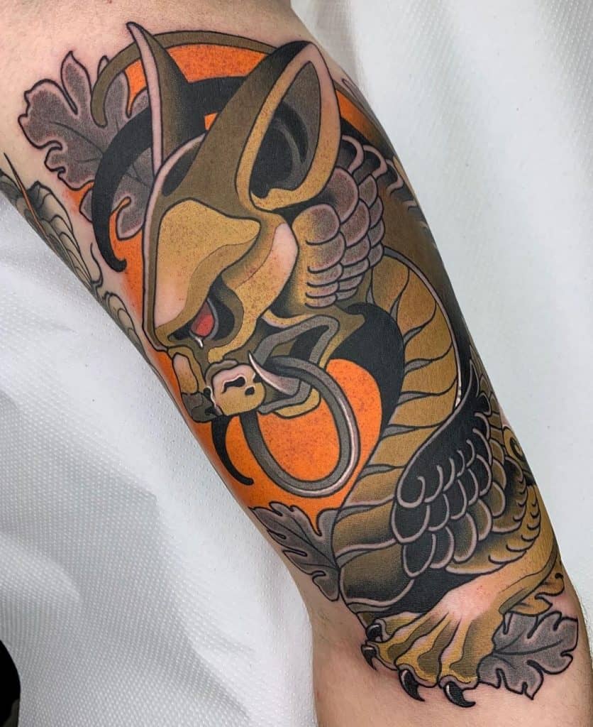Neo-traditional Gargoyle Tattoo