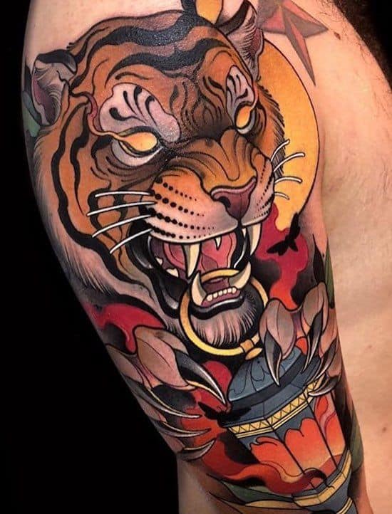 Neo-traditional Tiger Tattoo