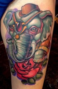 New School Elephant Head Tattoo