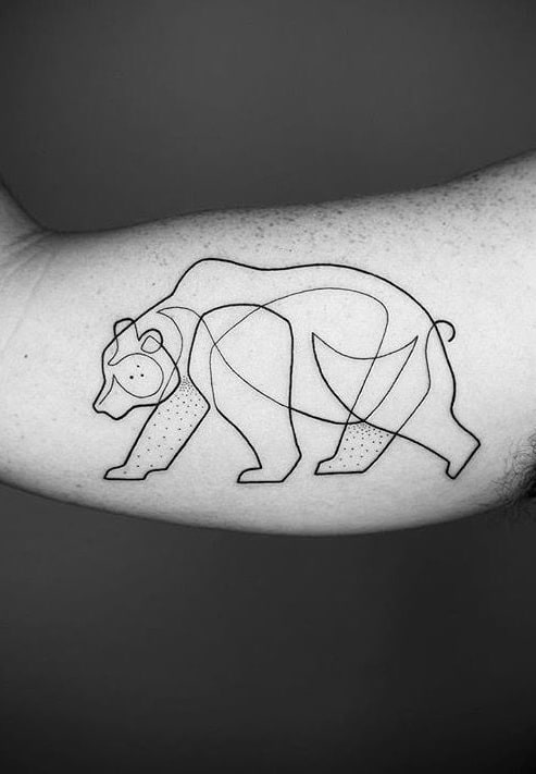 One Line Bear Tattoo