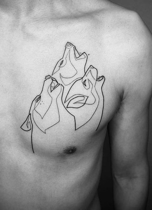 One Line Wolf Tattoo