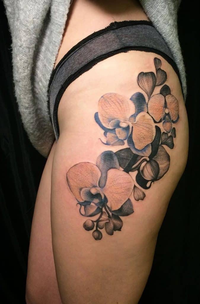 Orchid Tattoo on Hip