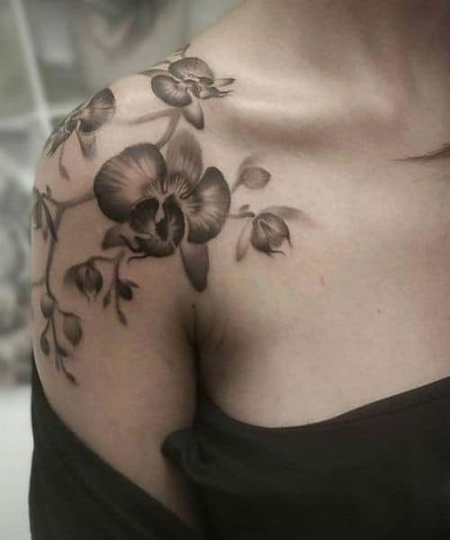 Orchid Tattoo on Shoulder