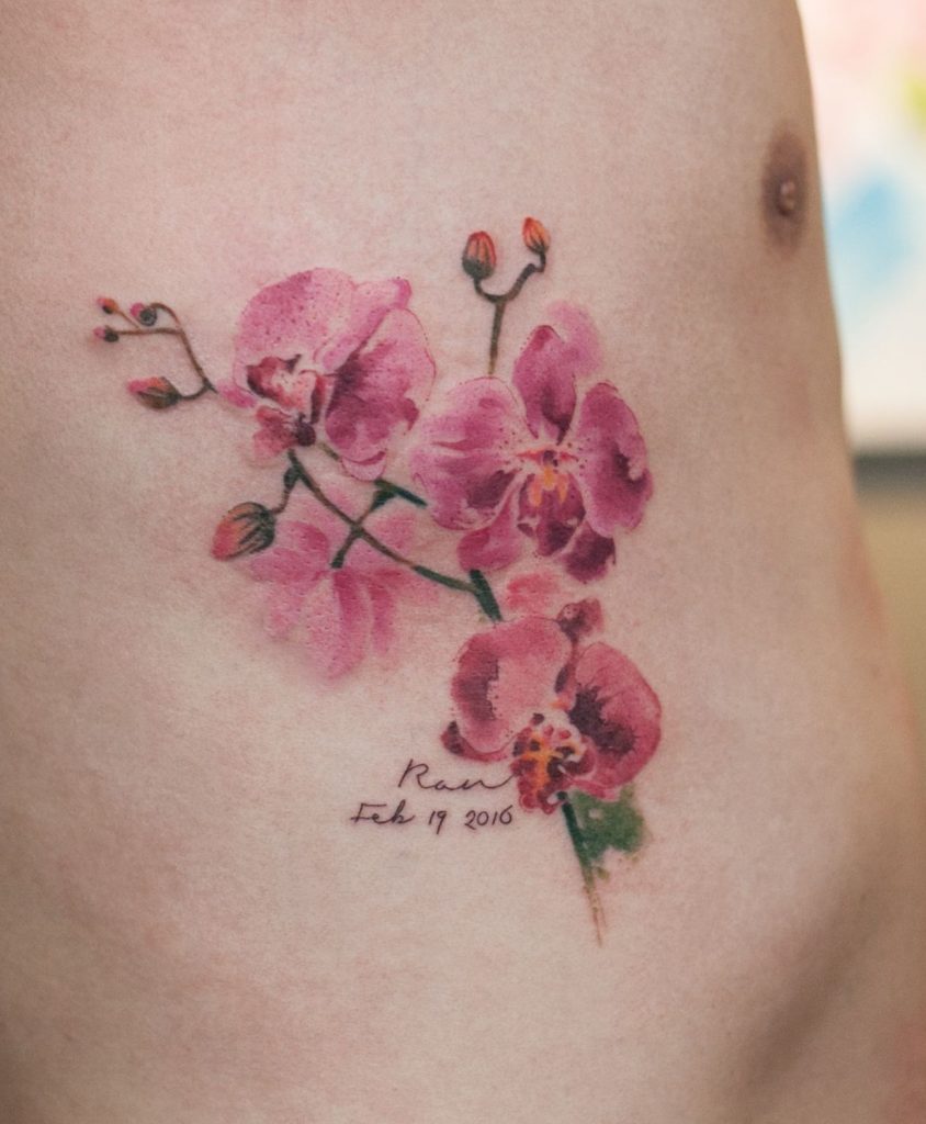 Pink Orchid Tattoo