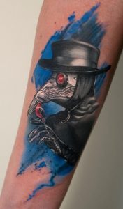 Plague Doctor Watercolor Tattoo