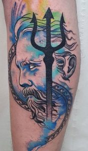 Poseidon Watercolor Tattoo