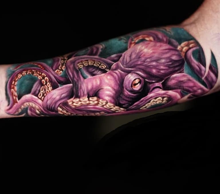 Purple Octopus Tattoo