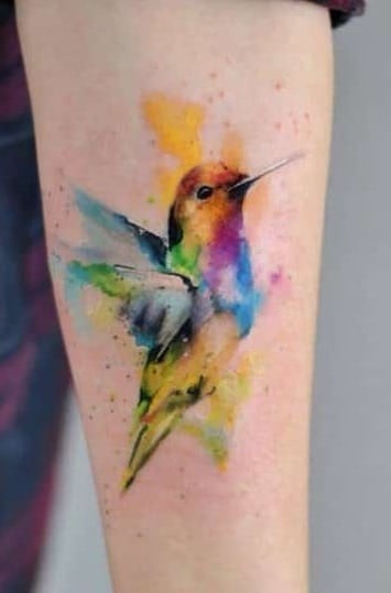 Rainbow Hummingbird Tattoo