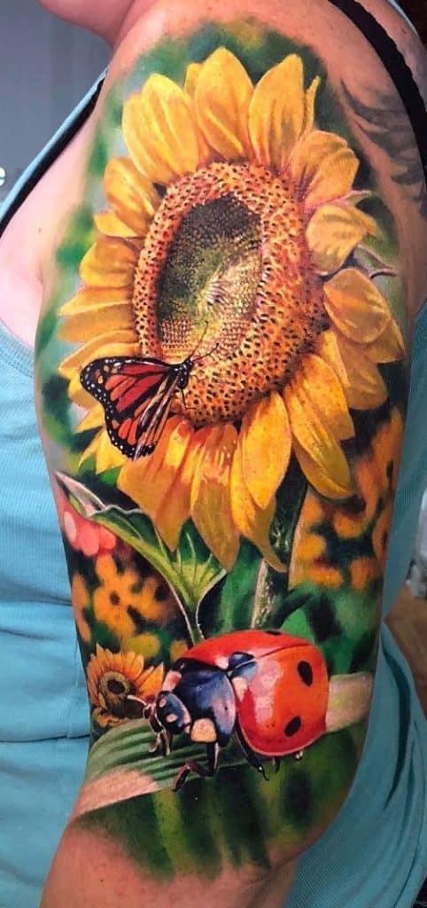 Realistic Sunflower Tattoo