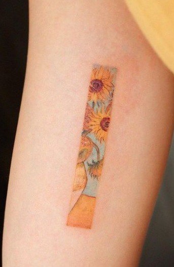 Rectangular Sunflower Tattoo