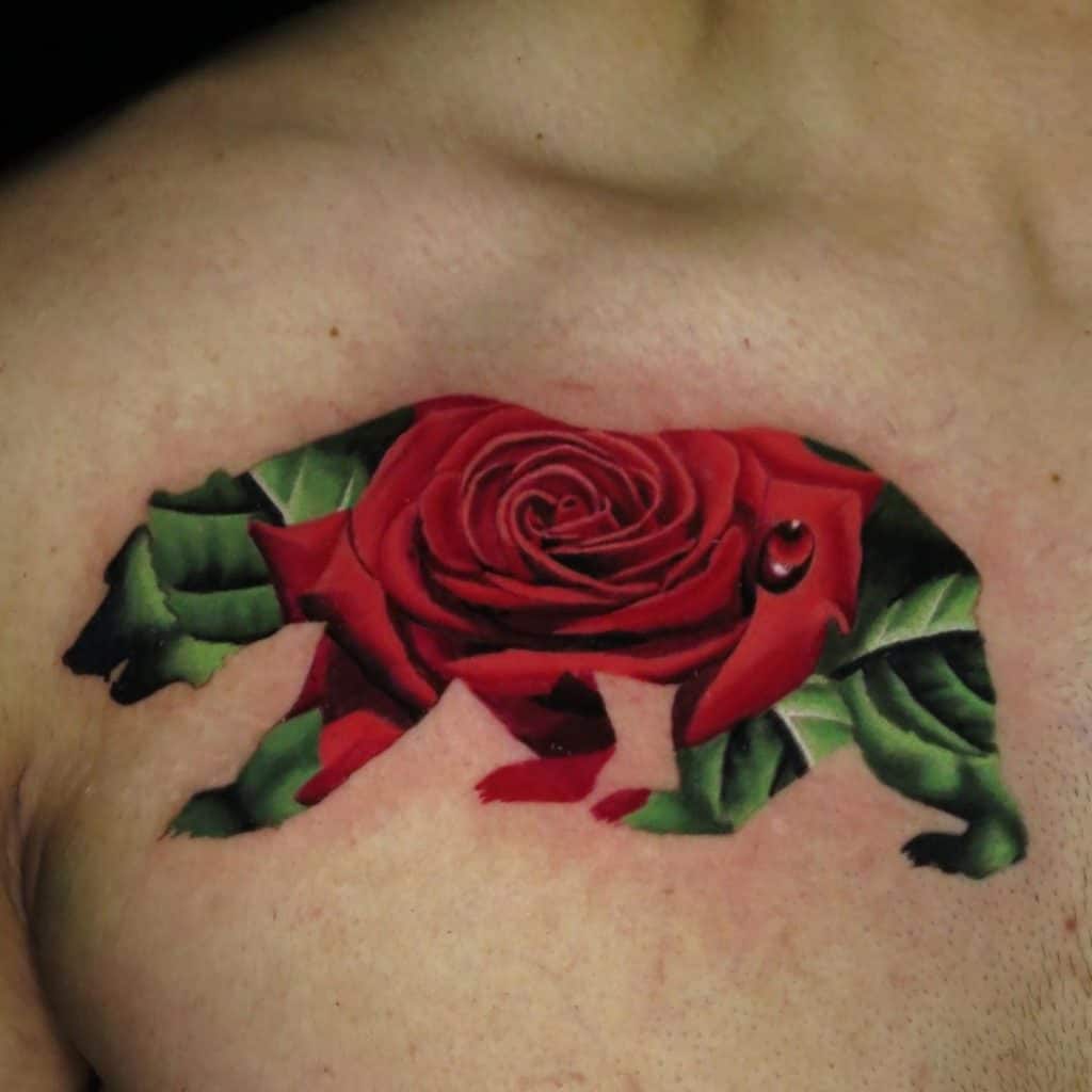 Rose Tattoo on Chest