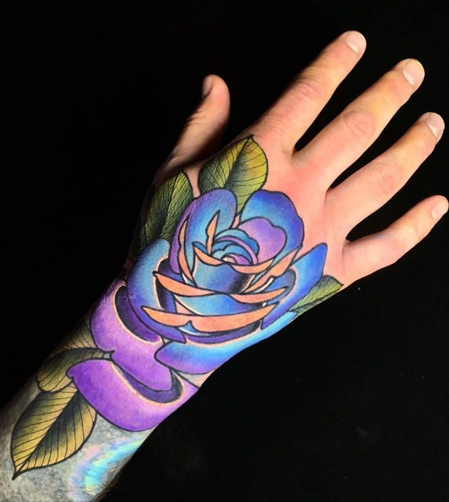 Rose Tattoo on the Back of the Hand