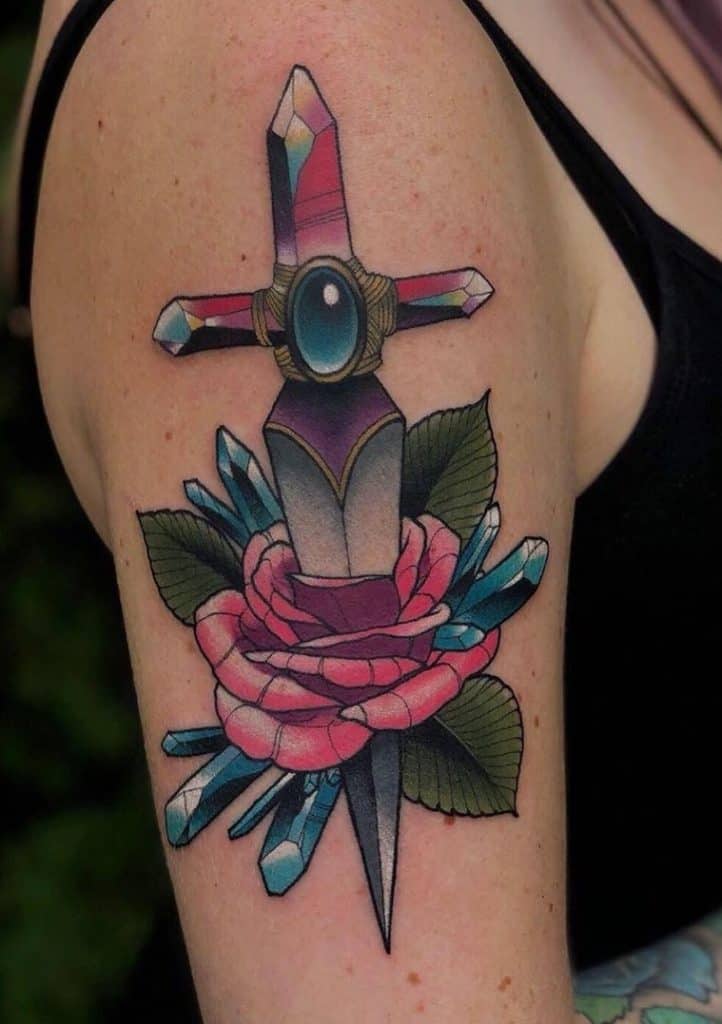 Rose Tattoo on the Upper Arm