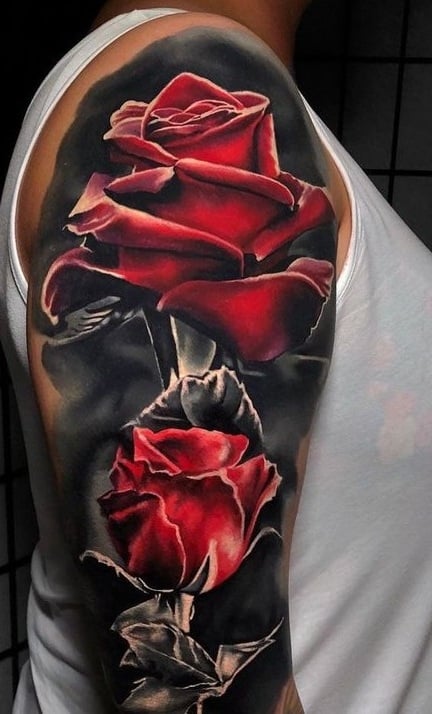 Rose Tattoo on the Upper Arm