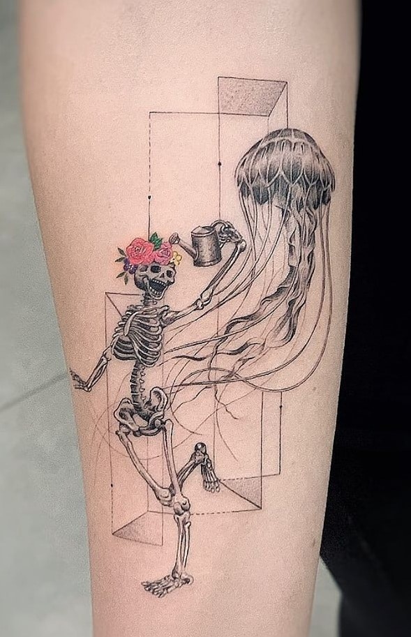 Single Needle Jellyfish Tattoo