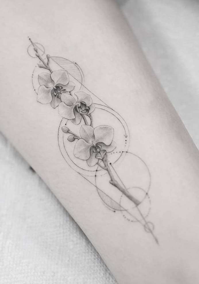 Graphic Orchid Tattoo