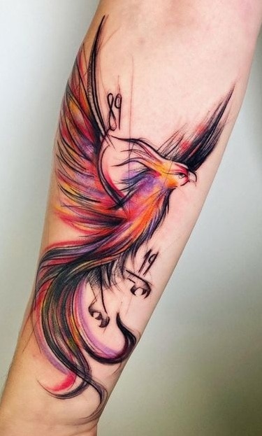 Sketchy Phoenix Tattoo