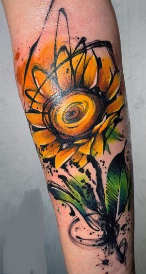 Sketchy Sunflower Tattoo