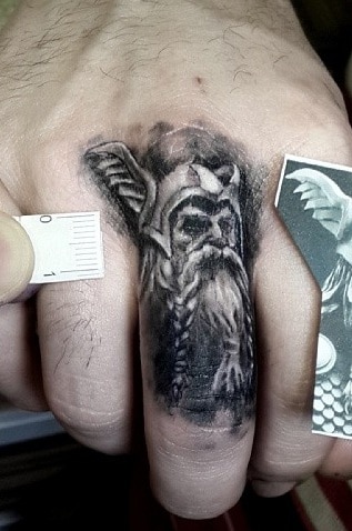 Small Odin Tattoo on Finger