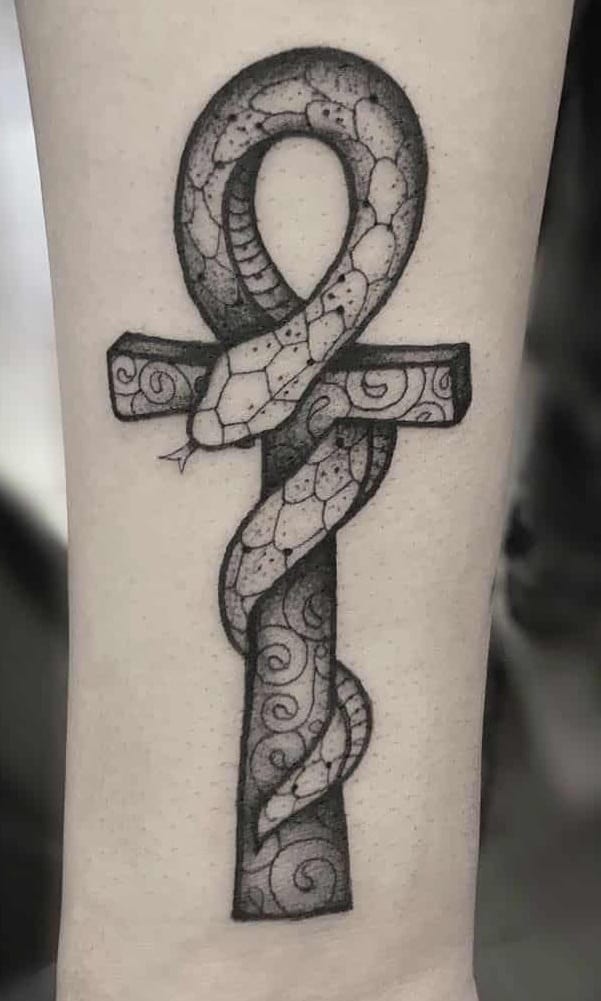 Snake and Ankh Tattoo