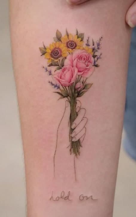 Sunflower & Rose Tattoo