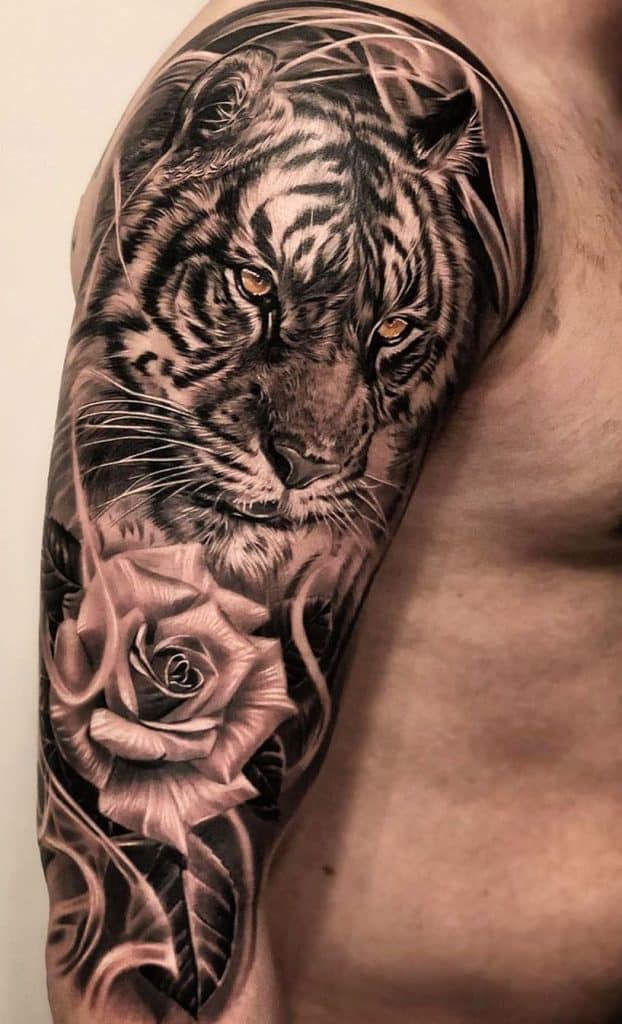 Tiger & Rose Tattoo