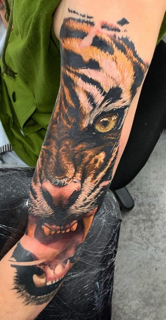 Tiger tattoo on the arm