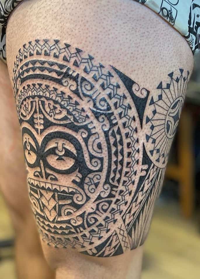 Tribal Tattoo on Thigh