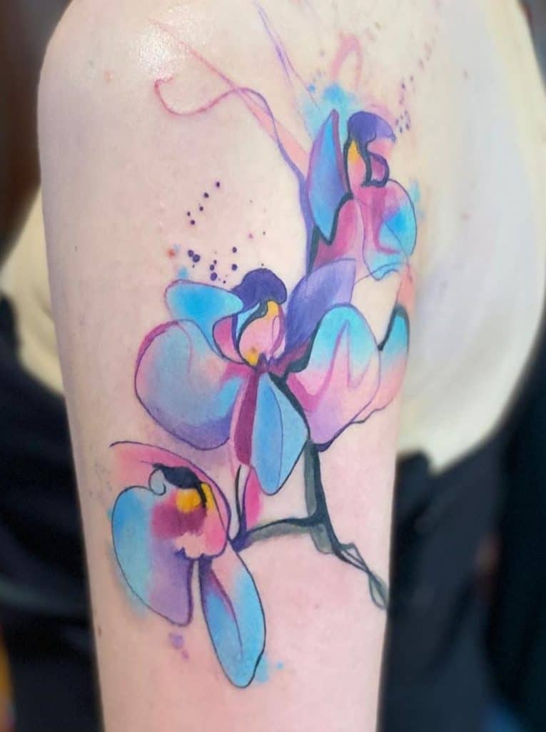 Watercolor Orchid Tattoo