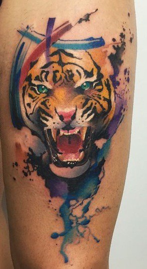 Watercolor Tiger Tattoo